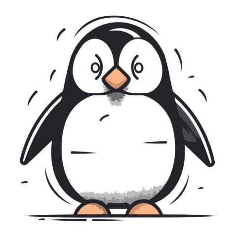 Cute cartoon penguin. Vector illustration isolated on white back