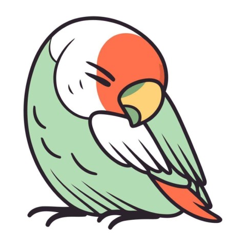 Cute parrot isolated on white background. Vector illustration in