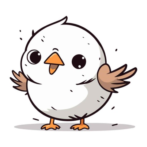 Cute cartoon bird. Vector illustration. Isolated on white backgr