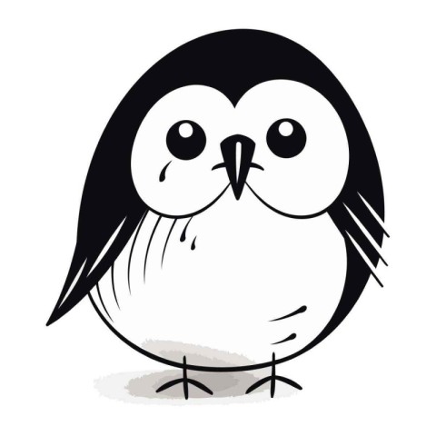 Cute cartoon penguin on a white background. Vector illustration.