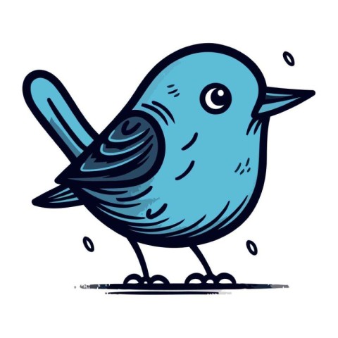 Vector illustration of a cute blue bird on a white background. I