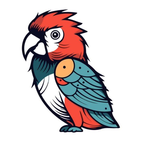 Colorful parrot isolated on a white background. Vector illustrat