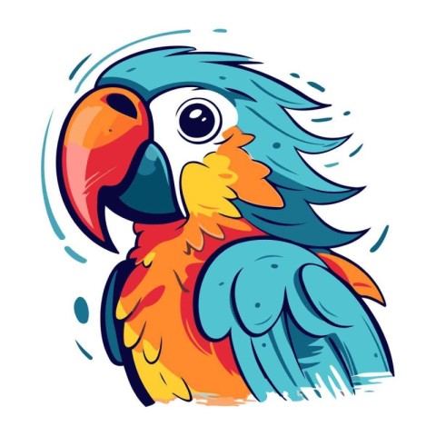 Vector illustration of a colorful parrot isolated on a white bac