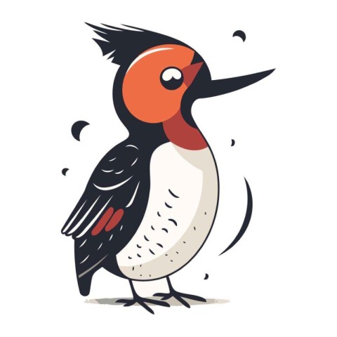 Hand drawn vector illustration of a woodpecker. Isolated objects