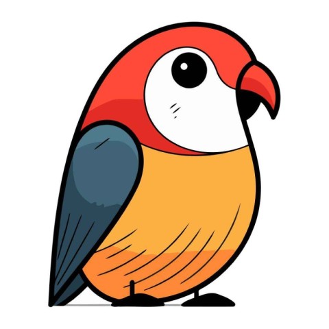 Illustration of a cute cartoon parrot on a white background.