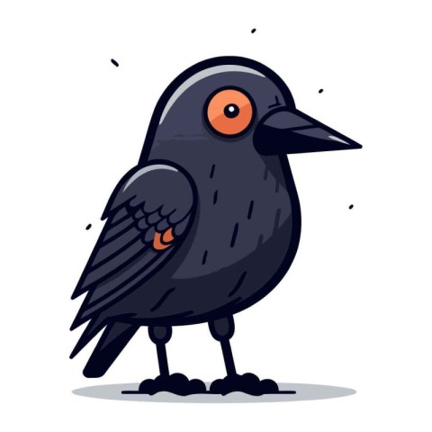 Cute cartoon crow. Isolated on white background. Vector illustra