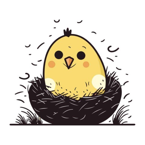 Cute chick in the nest. Vector illustration for your design.