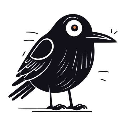 Cute cartoon crow isolated on a white background. Vector illustr