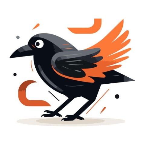 Crow. Vector illustration. Cute cartoon character. Flat design.