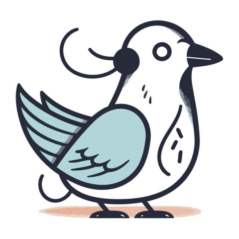 Hand drawn cute bird. Vector illustration in doodle style.