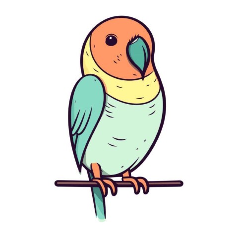 Cute parrot isolated on white background. Hand drawn vector illu