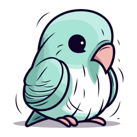 Vector Illustration of a Cute Blue Parrot on White Background