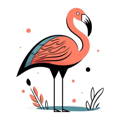 Flamingo. Exotic bird. Vector illustration for your design