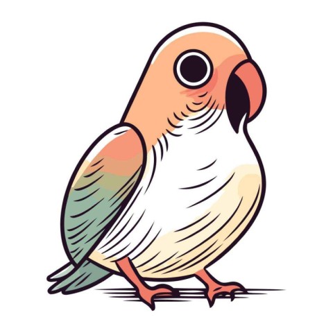 Vector illustration of a cute parrot isolated on a white backgro