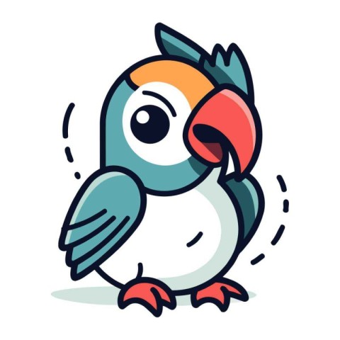 Cute cartoon parrot vector illustration isolated on a white back