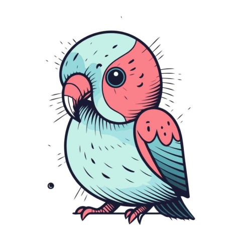 Cute parrot vector illustration. Hand drawn doodle style.