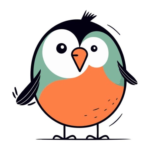 Cute cartoon little bird. Vector illustration isolated on white