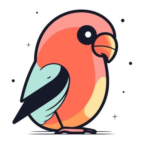 Cute cartoon parrot. Vector illustration in line art style.