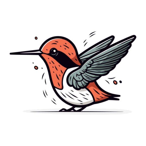 Vector illustration of a red throated Hummingbird on white backg