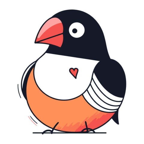 Cute cartoon illustration of a little bullfinch. Vector illustra