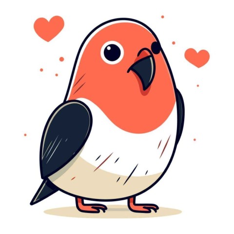 Cute little bird in love. Vector illustration. Flat style.