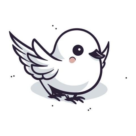 Cute cartoon bird. Vector illustration. Isolated on white backgr