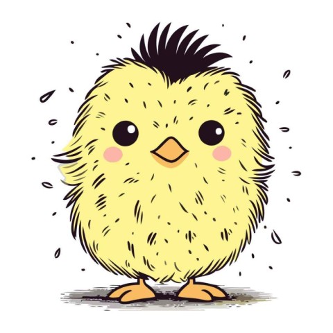 Cute little chick. Vector illustration. Isolated on white backgr