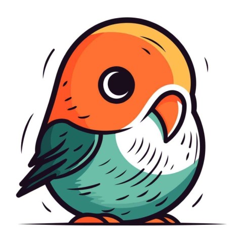 Cute cartoon parrot. Vector illustration. Isolated on white back