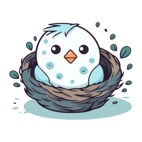 Illustration of a Cute Cartoon Snowman in the Nest.