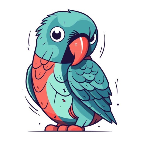 Cute parrot. Vector illustration in cartoon style isolated on wh