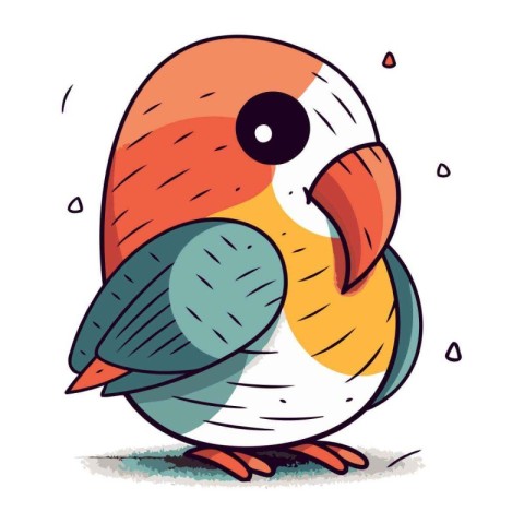 Cute colorful parrot bird. Vector illustration of a cartoon parr