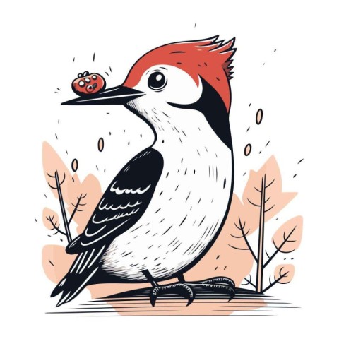 Hand drawn vector illustration of a red bellied woodpecker.