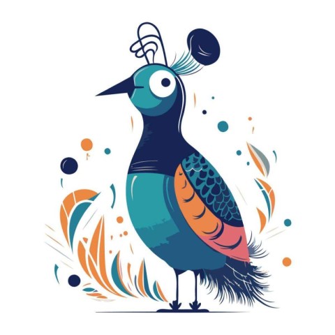 Peacock. Vector illustration of a bird on a white background.