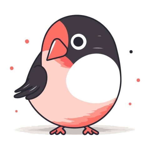 Cute cartoon bullfinch. Vector illustration on white background.