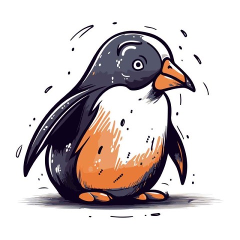 Cute penguin isolated on a white background. Vector illustration