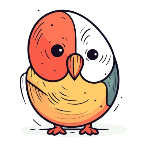 Cute cartoon bird. Vector illustration. Isolated on white backgr