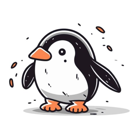 Cute penguin cartoon. Vector illustration. Isolated on a white b