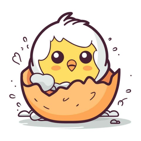 Easter egg character design. Cute cartoon chicken vector illustr