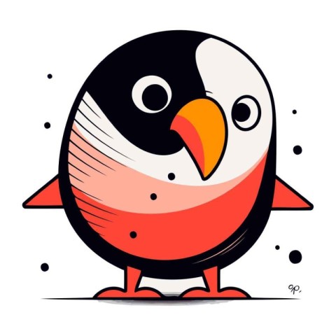 Cute cartoon penguin on white background. Vector Illustration.