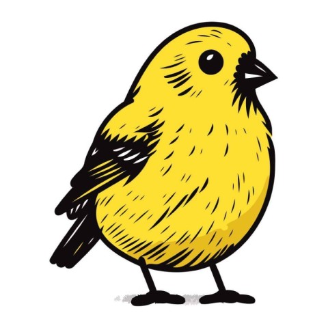 Vector illustration of a small yellow bird on a white background