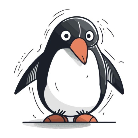 Penguin cartoon isolated on white background. Penguin vector ill