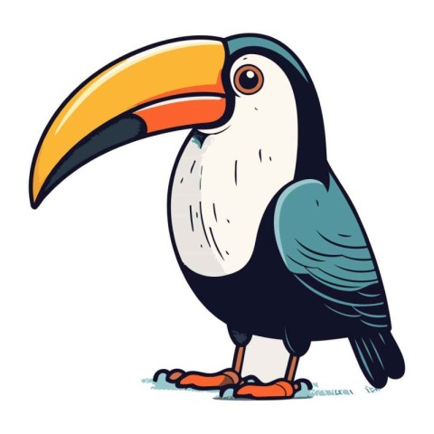 Toucan isolated on white background. Vector illustration. Cartoo