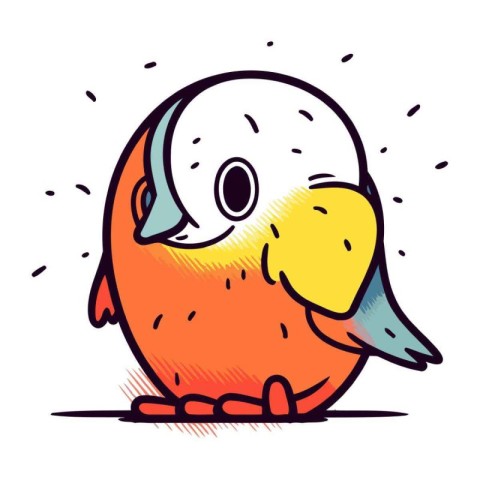 Cute cartoon parrot. Vector illustration. Isolated on white back