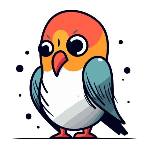 Cute cartoon bird. Vector illustration isolated on a white backg