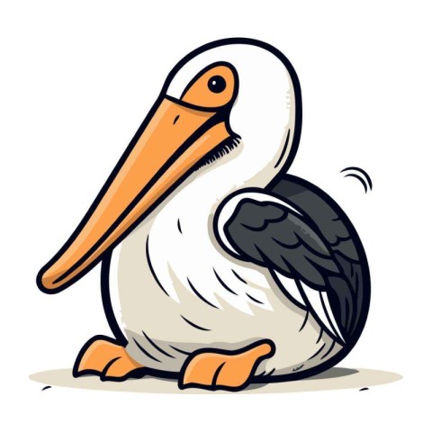 Pelican isolated on a white background. Cartoon vector illustrat