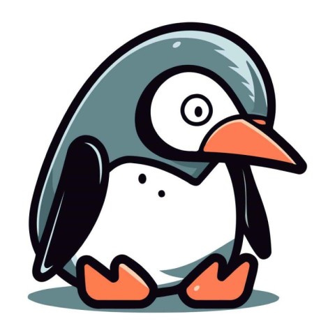 Cute cartoon penguin. Vector illustration isolated on white back