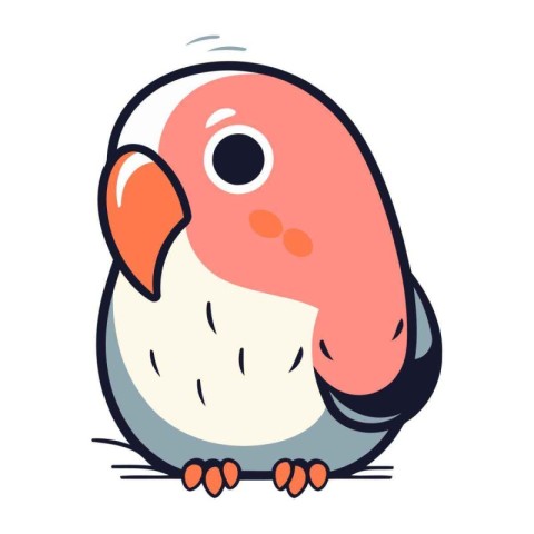 Cute parrot isolated on white background. Hand drawn vector illu