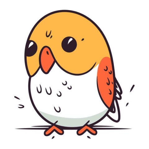 Cute little bird. Hand drawn vector illustration in cartoon styl