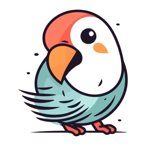 Cute parrot. Hand drawn vector illustration in cartoon style.