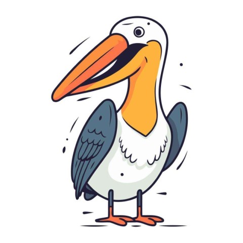 Pelican isolated on white background. Vector illustration in car